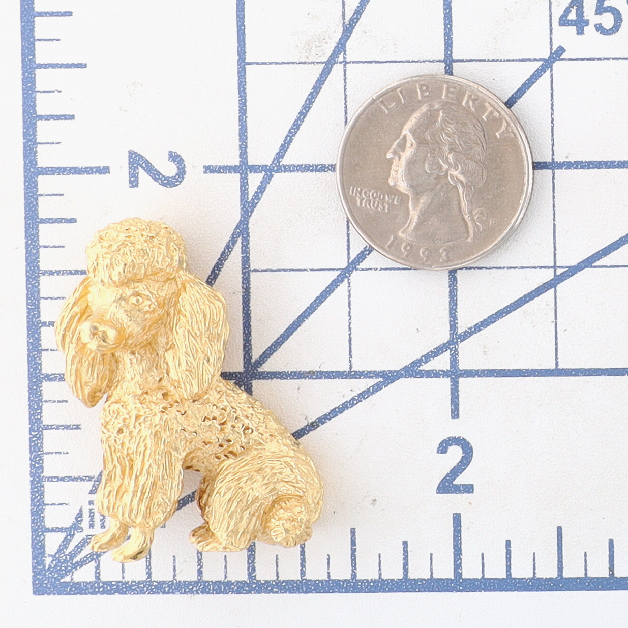 Trifari Gold Tone Poodle Dog Brooch