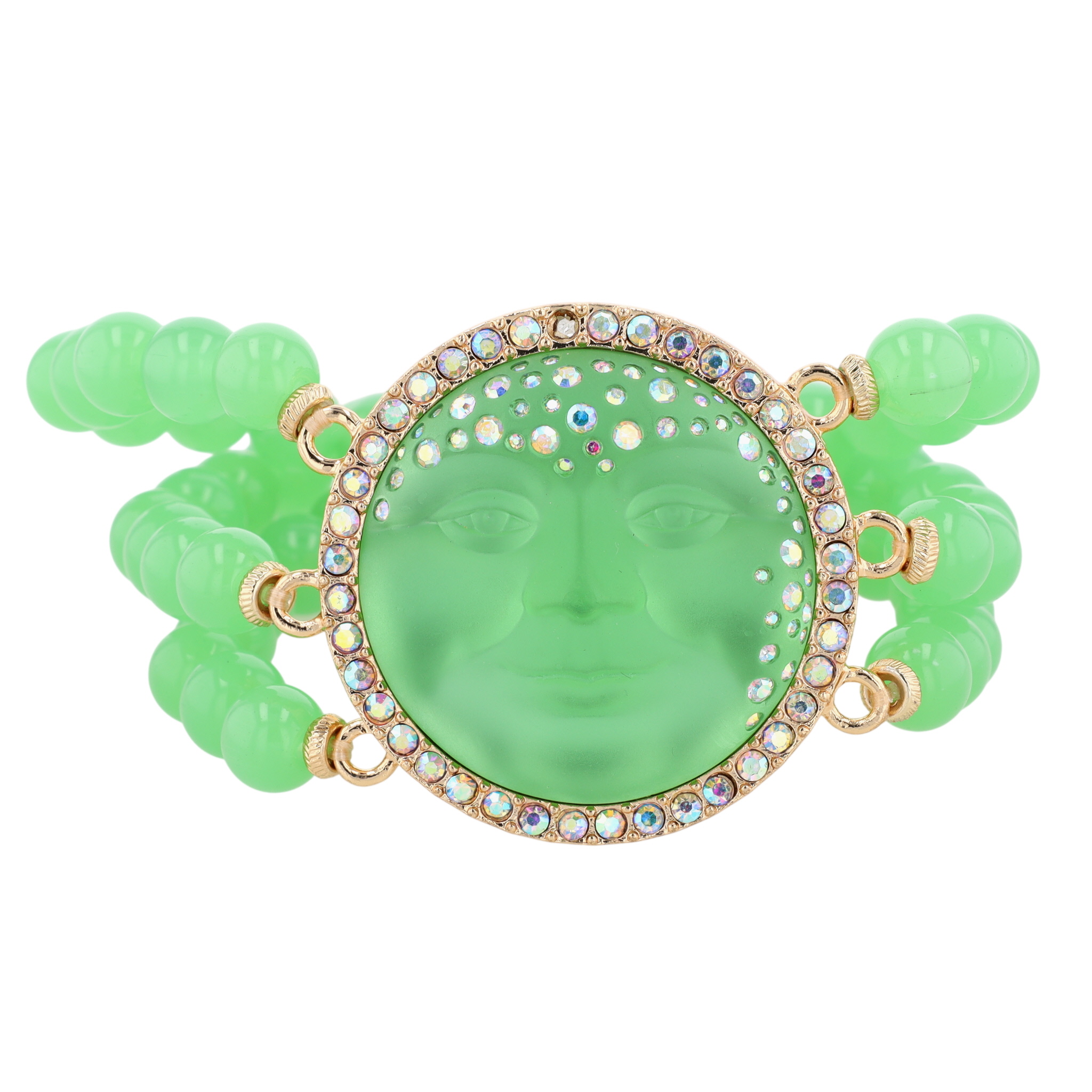 Kirks Folly Gold Tone Rhinestone Poured Glass Man On The Moon Stretch Bracelet