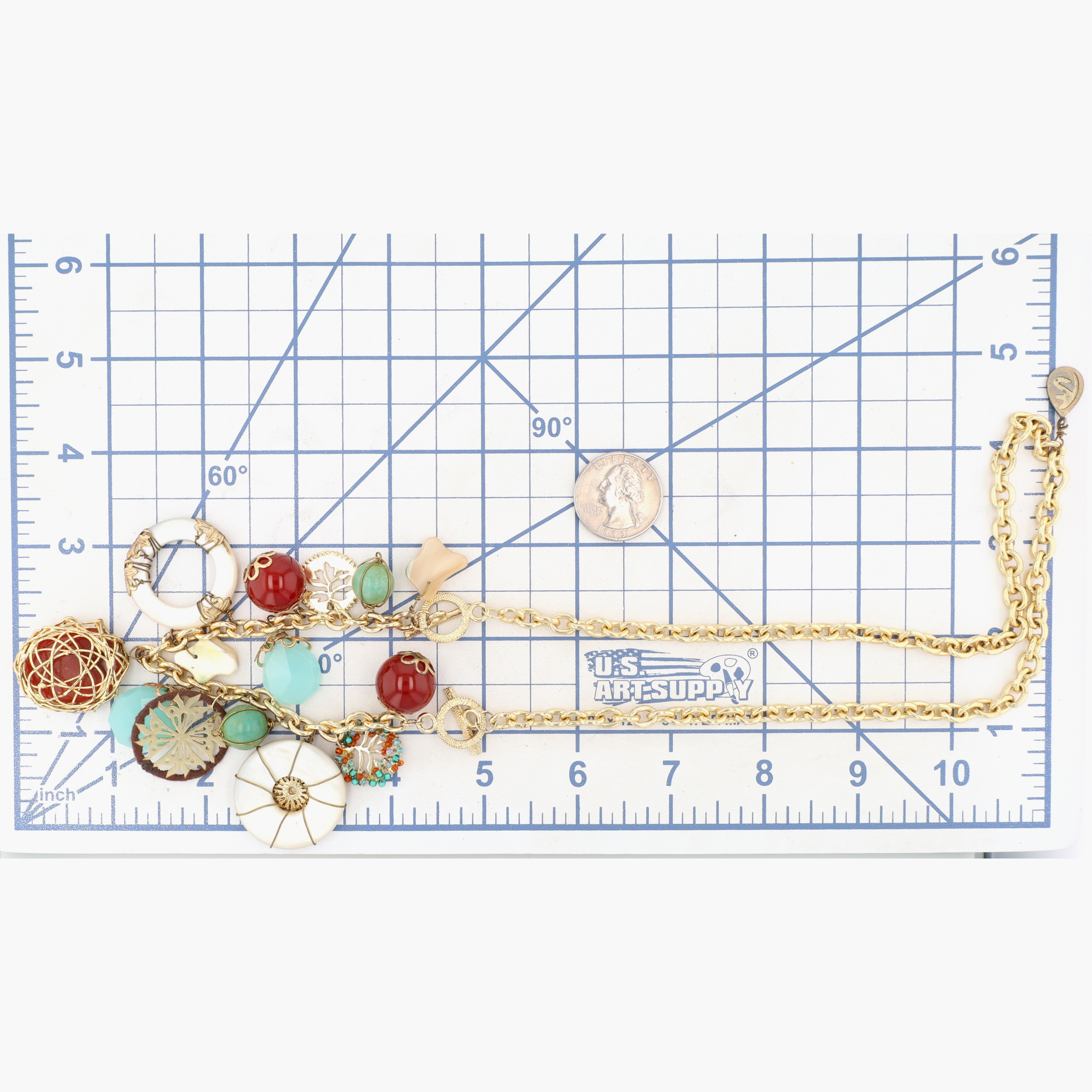 Kendra Scott Gold Tone Shell Stone Multi Charm Necklace