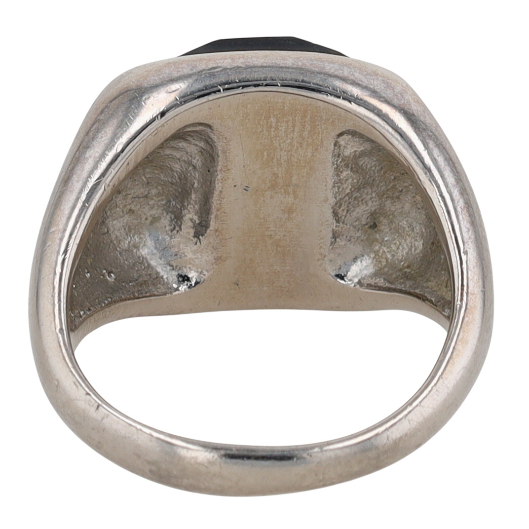Lia Sophia Silver Tone Black Glass Stone Ring Size 5.5