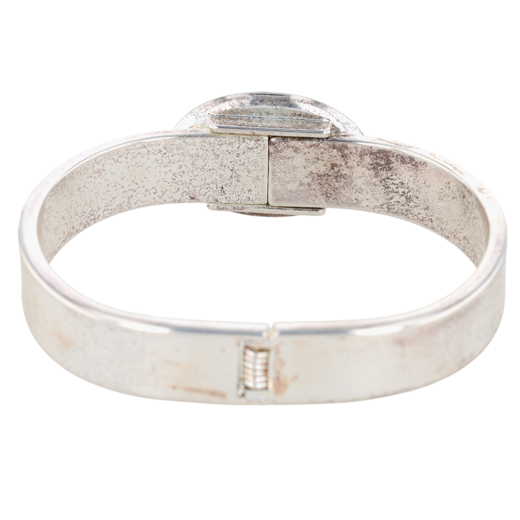 Silver Plated Sodalite Hinge Clasp Bangle Bracelet