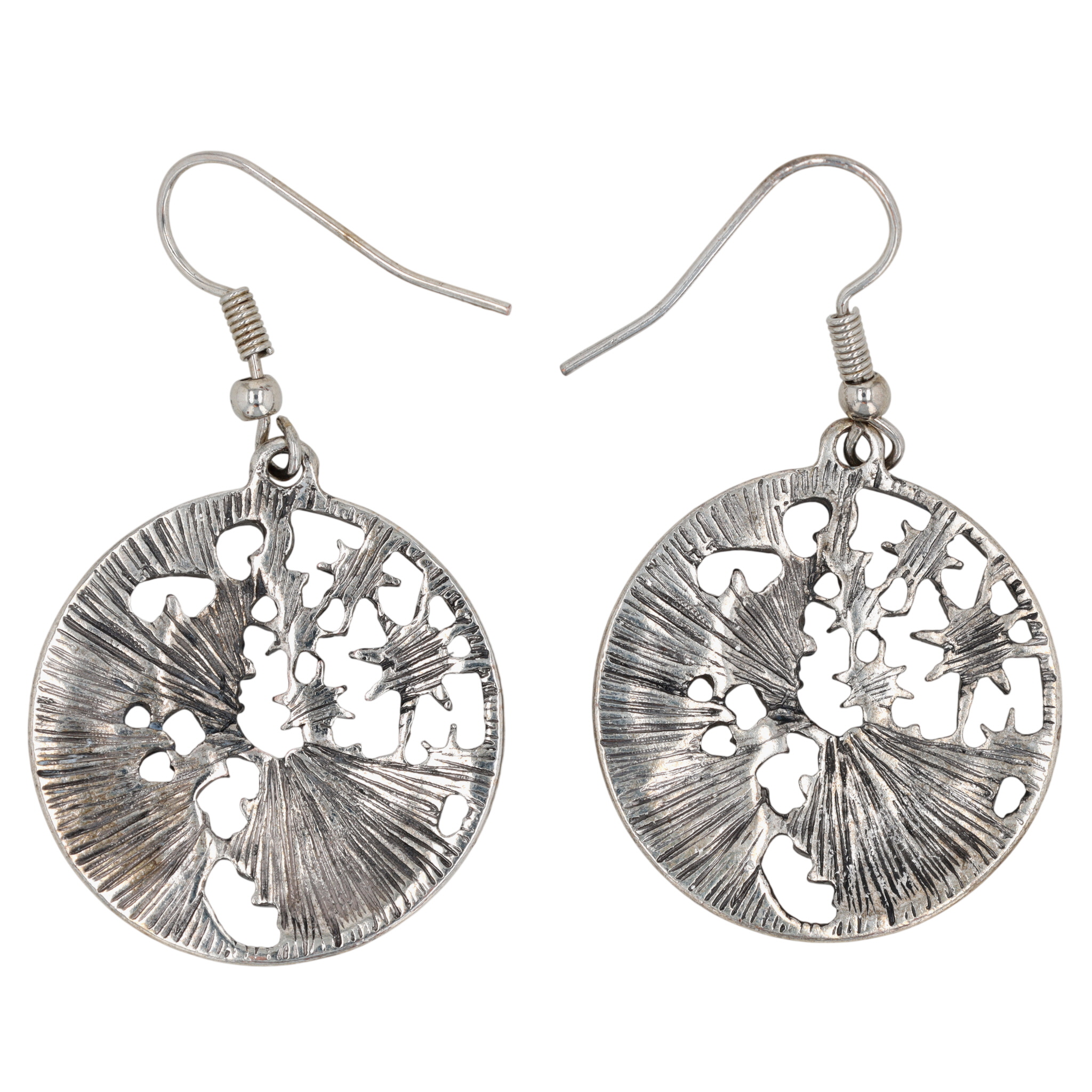 Silver Tone Celestial Dangle Earrings