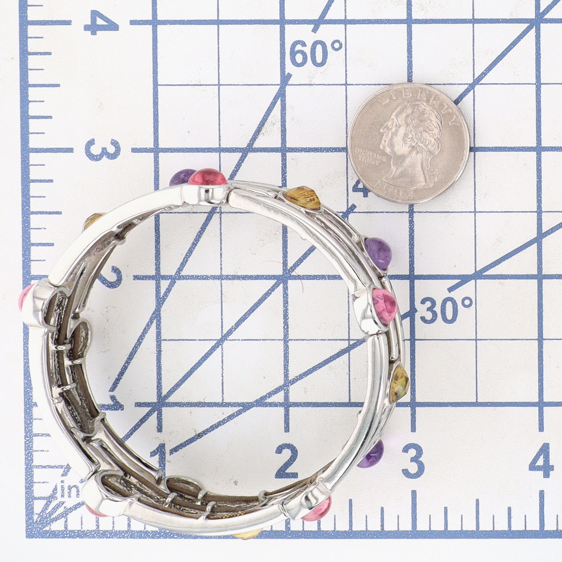 Lia Sophia Silver Tone Multi Colored Crystal Stretch Bracelet