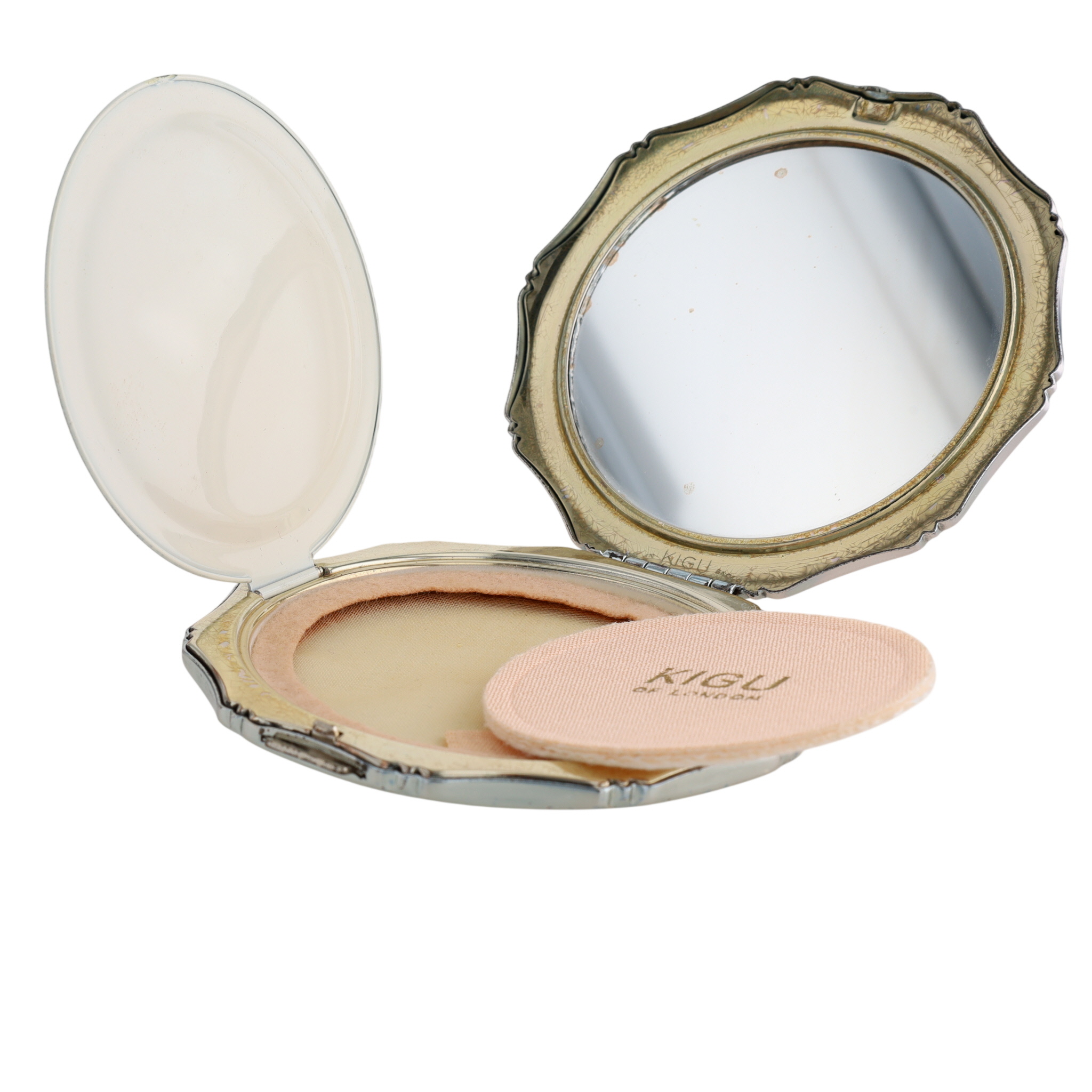 KIGU of London Silver Tone Mirrored Powder Compact
