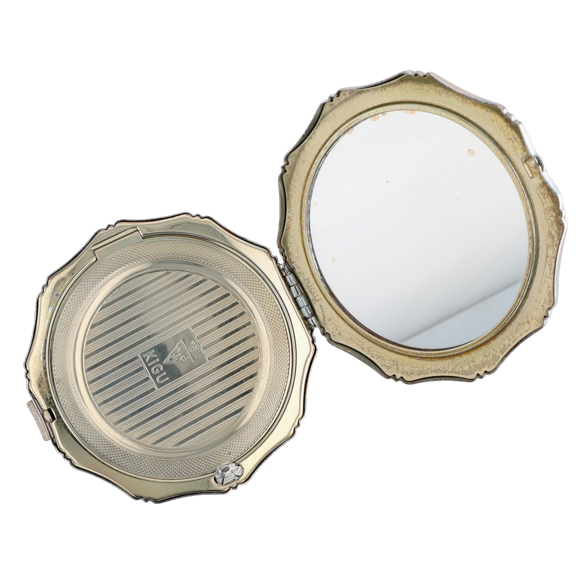 KIGU of London Silver Tone Mirrored Powder Compact