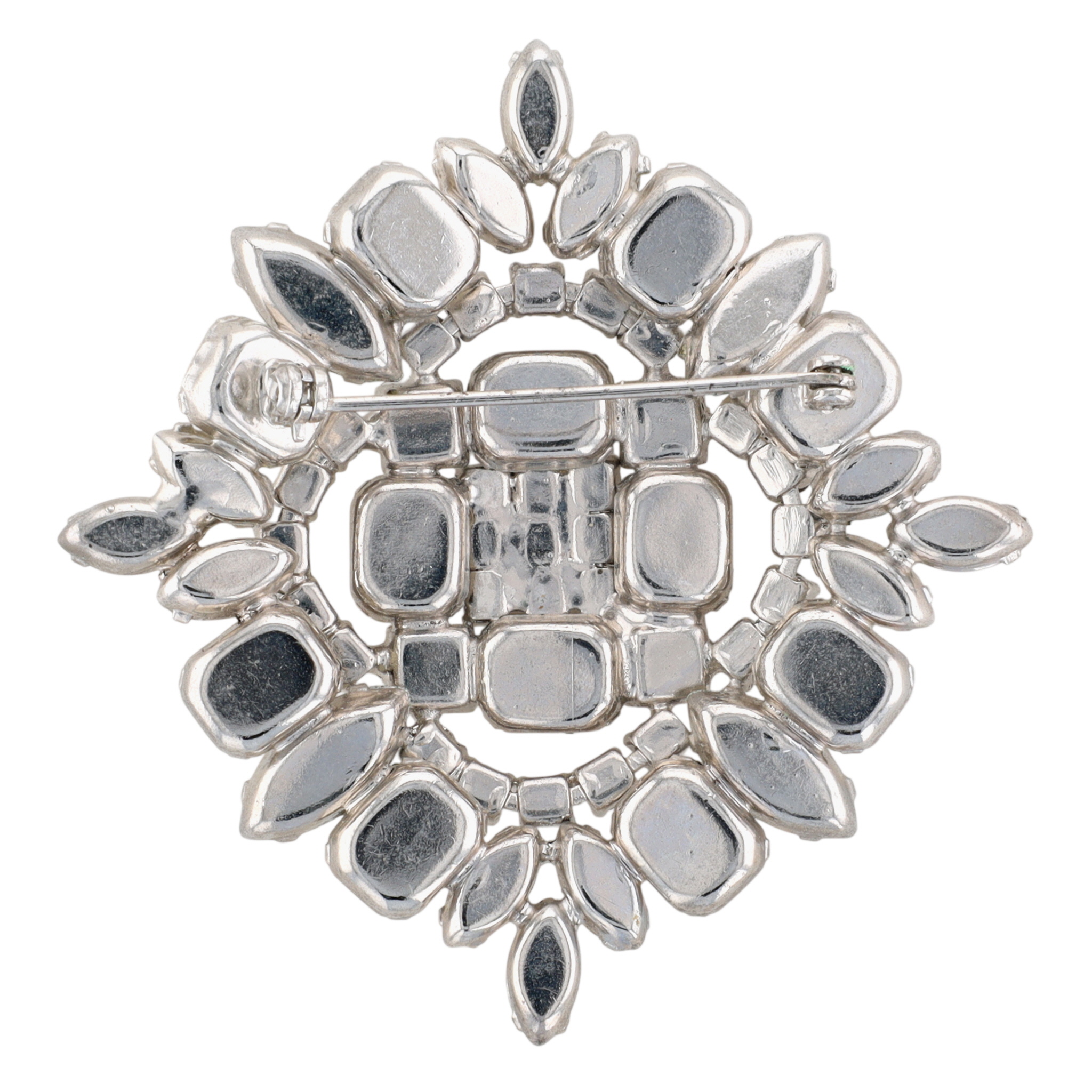 Silver Tone Clear Rhinestone Brooch