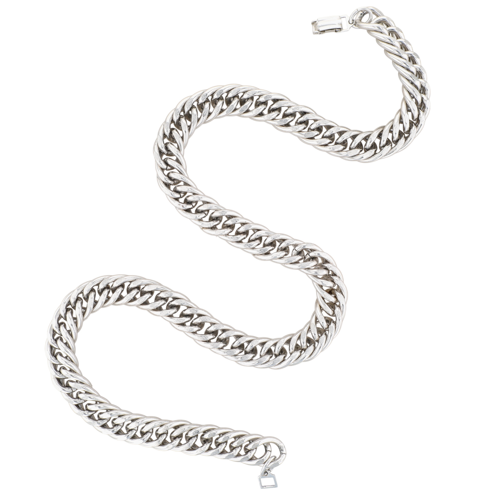 German Silver Tone Large Curb Chain Necklace