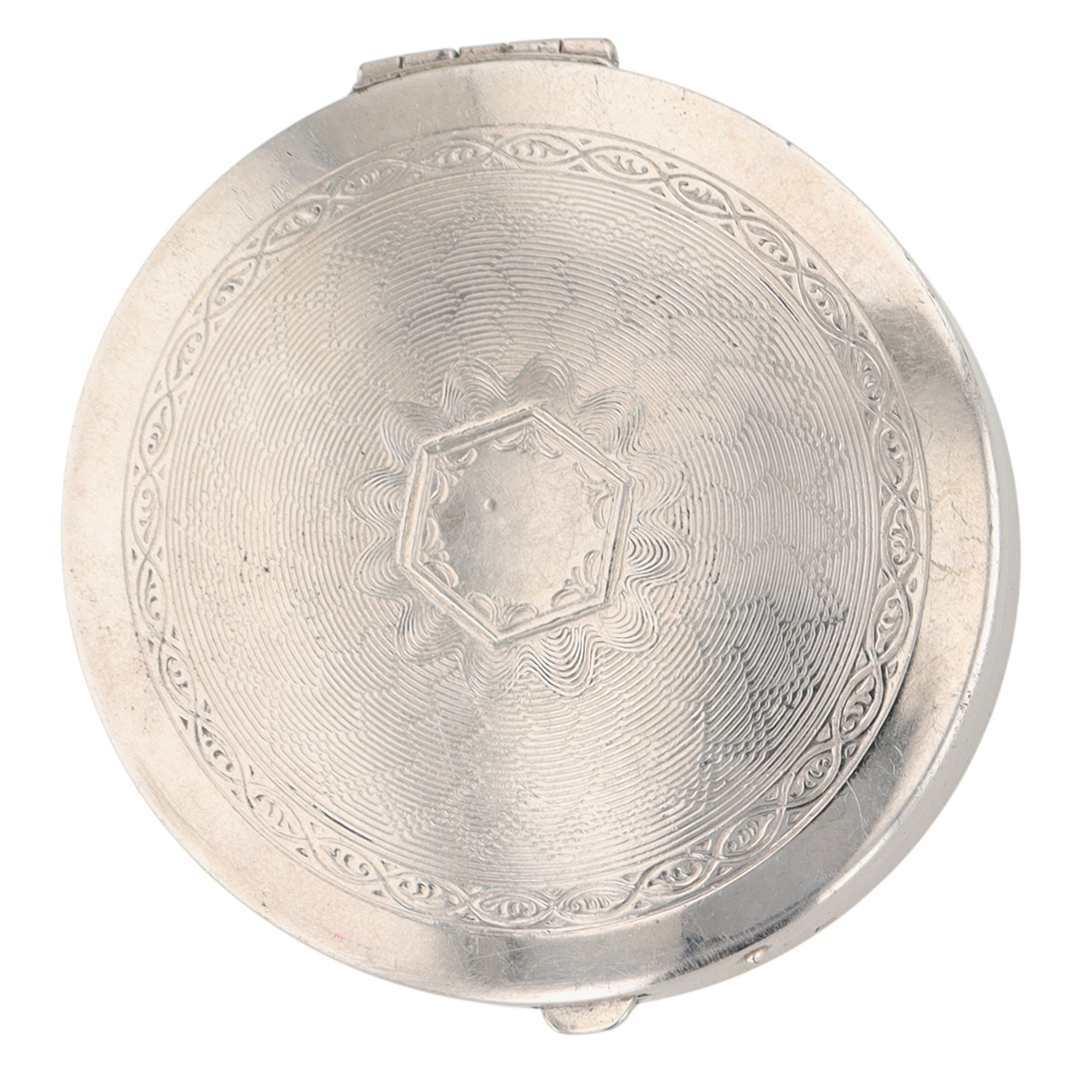 Silver Tone Blush Compact With Mirror