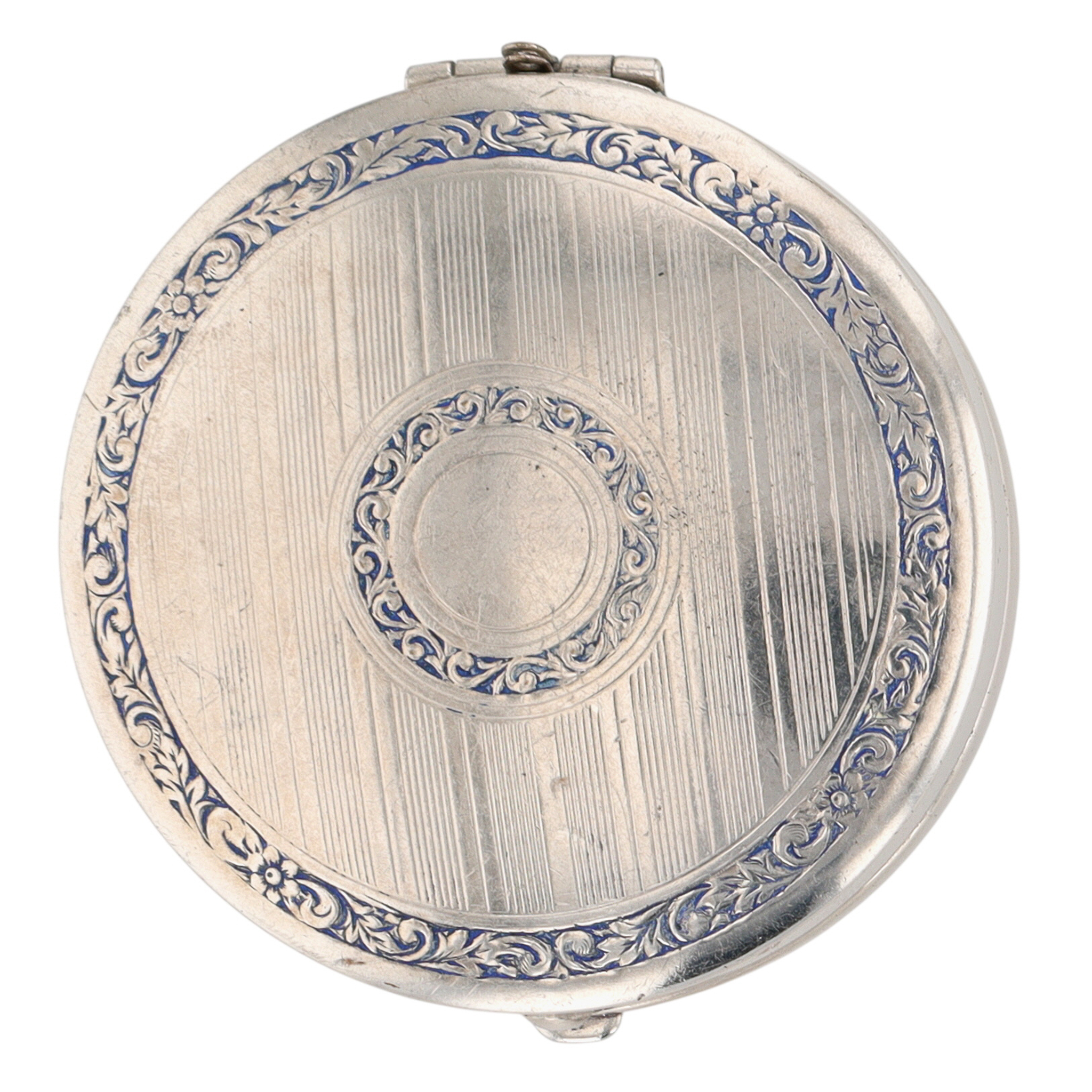 Silver Tone Blush Compact With Mirror