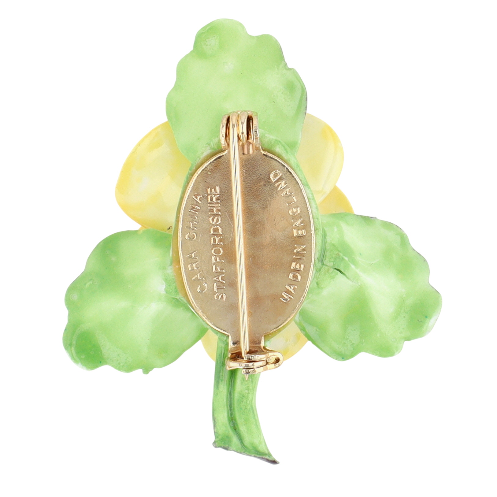 Cara Staffordshire Gold Tone Bone China Pansy Costume Brooch