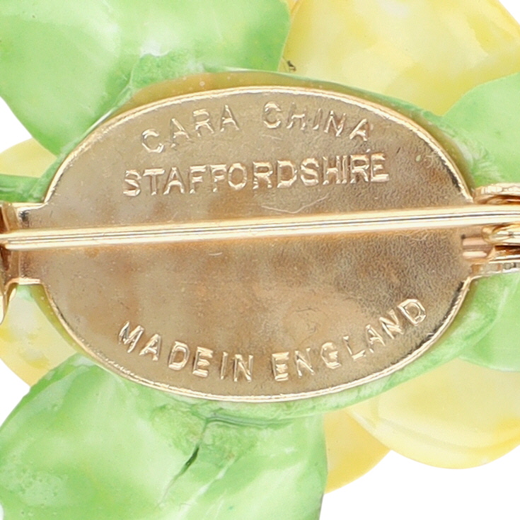 Cara Staffordshire Gold Tone Bone China Pansy Costume Brooch