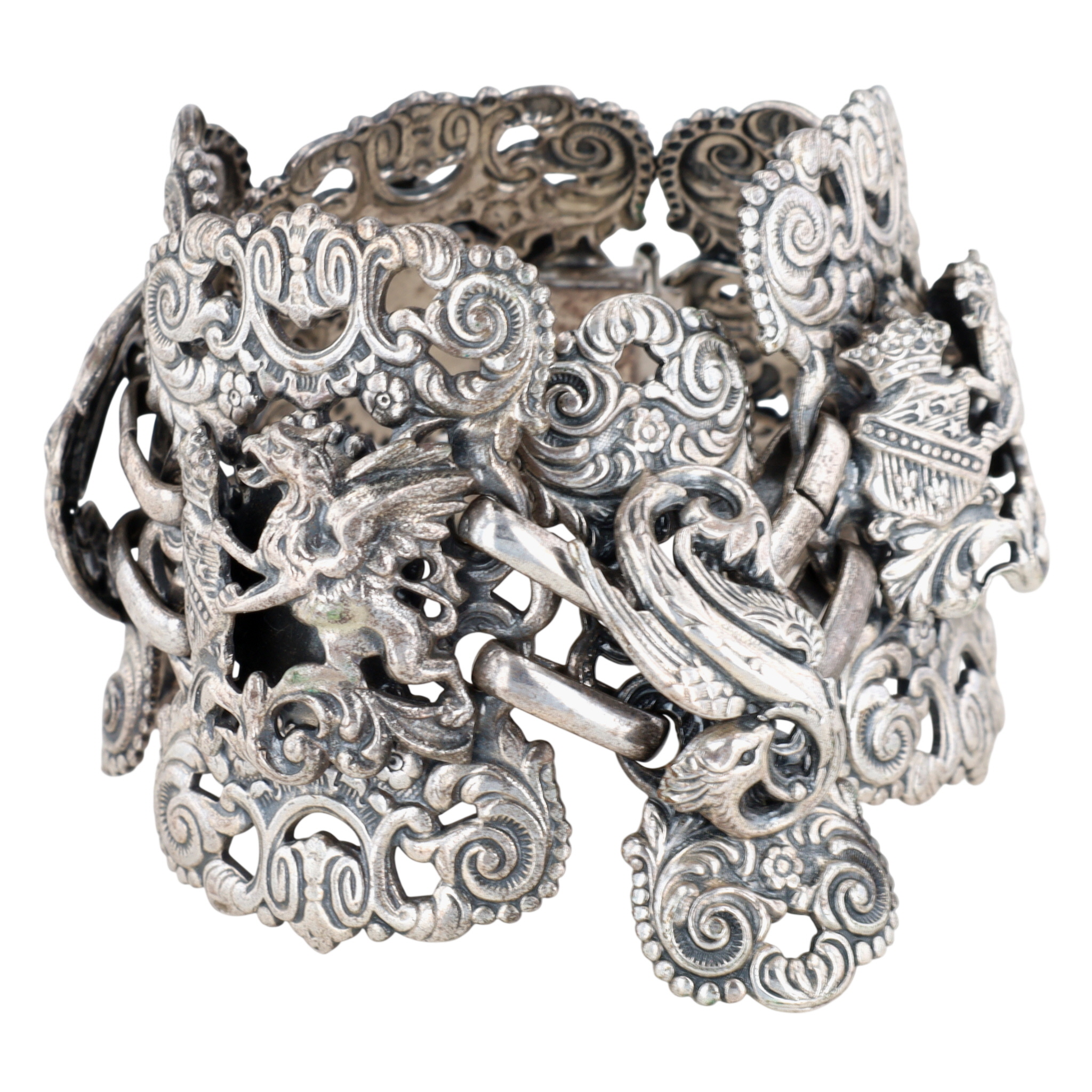 Napier Silver Tone European Panel Bracelet