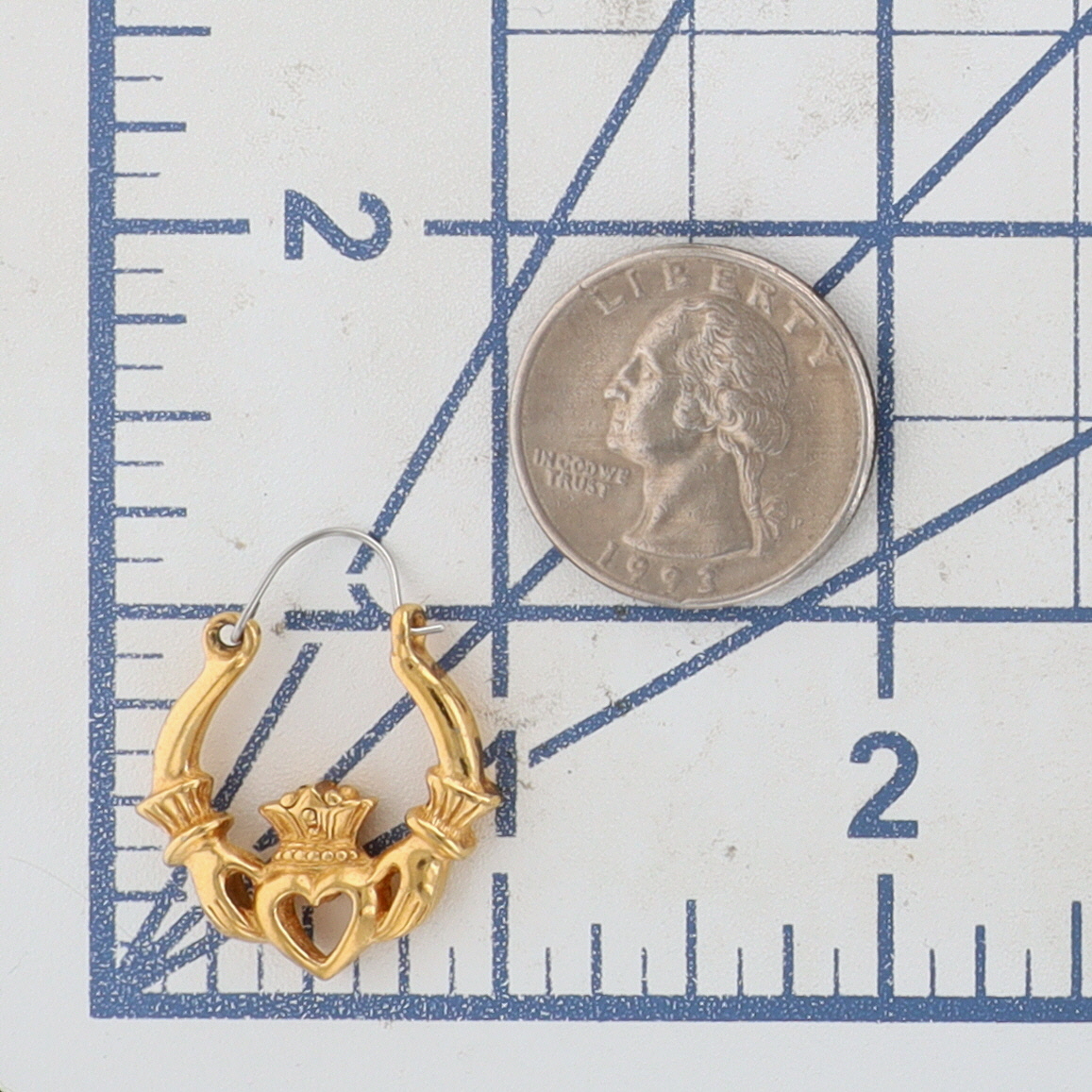 Gold Tone Claddagh Hoop Earrings