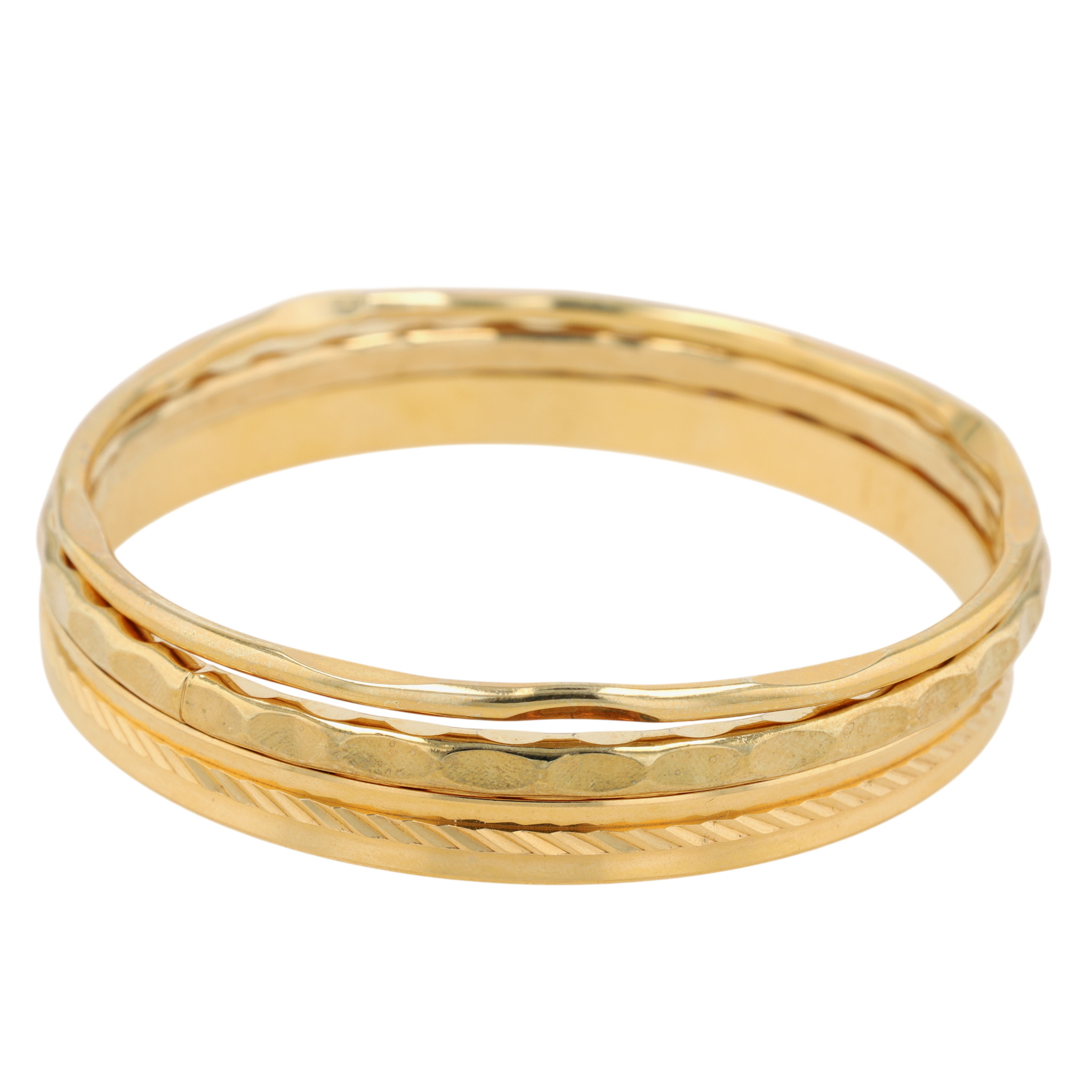 Gold Tone Patterned Bangle Bracelet Lot