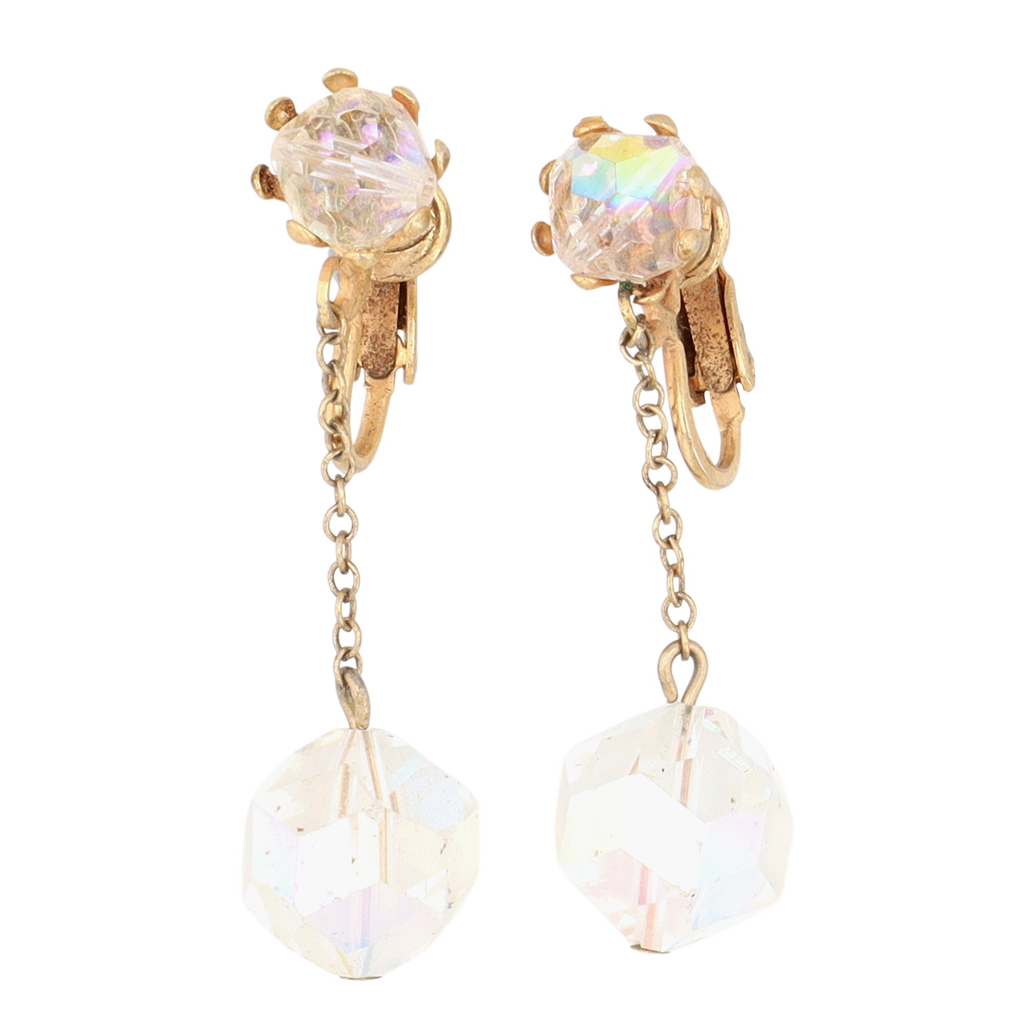 Gold Tone Crystal Drop Dangle Earrings