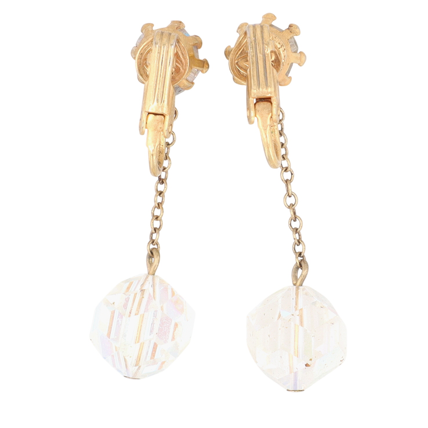 Gold Tone Crystal Drop Dangle Earrings