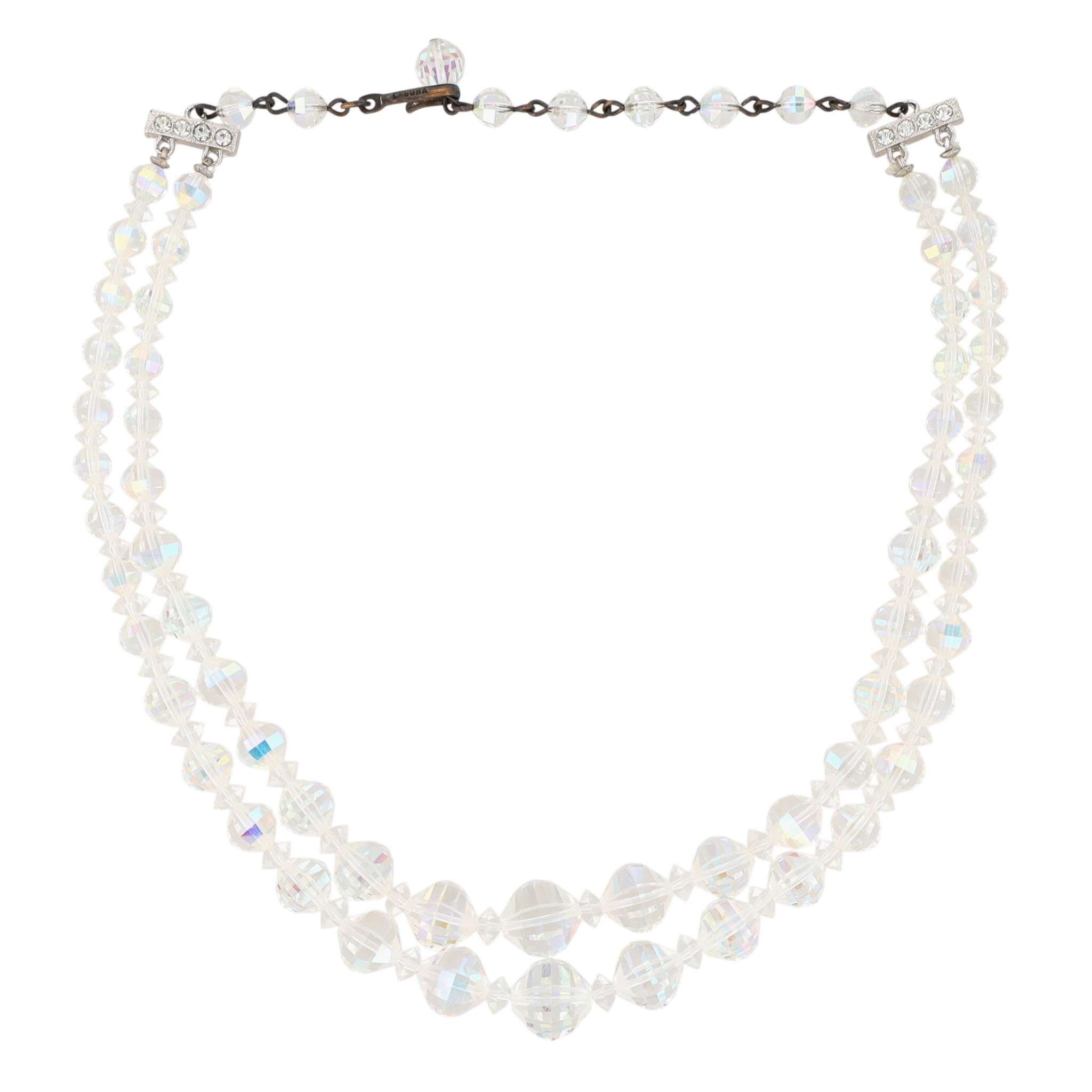 Laguna Silver Tone Aurora Borealis Double Strand Necklace