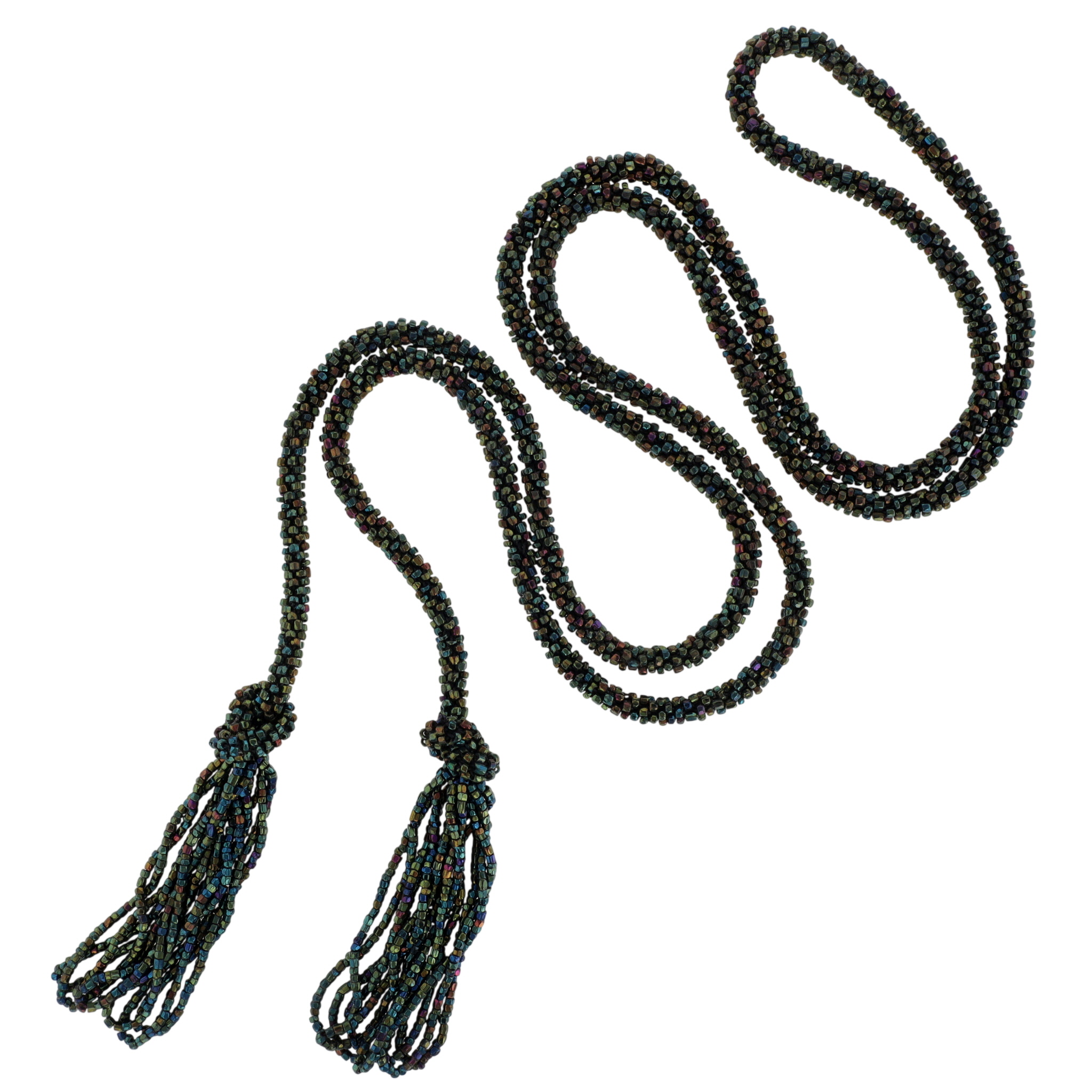 Vintage Beaded Iridescent Flapper Sautoir Necklace