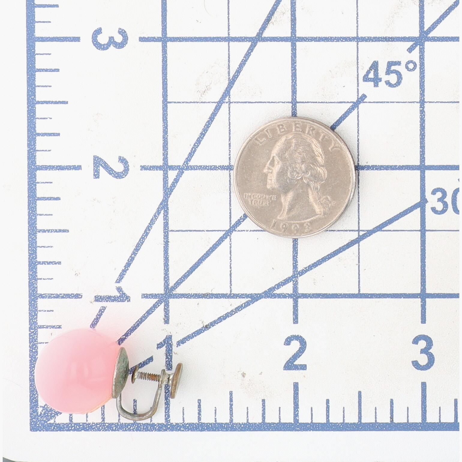 Silver Tone Faux Pink Pearl Earrings