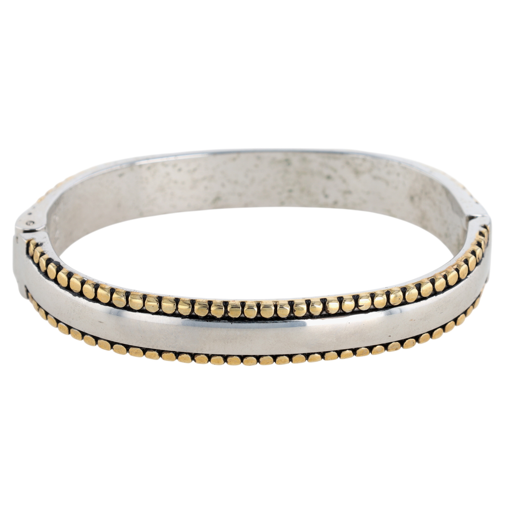 Two Tone Hinged Oval Bangle Bracelet