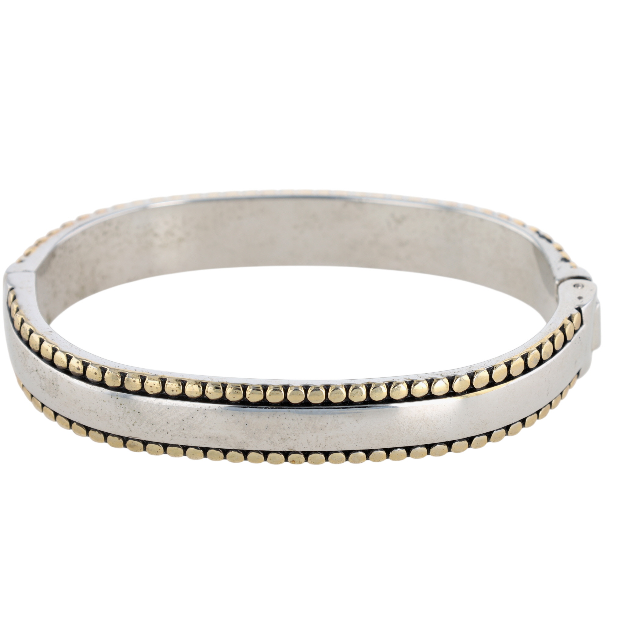 Two Tone Hinged Oval Bangle Bracelet