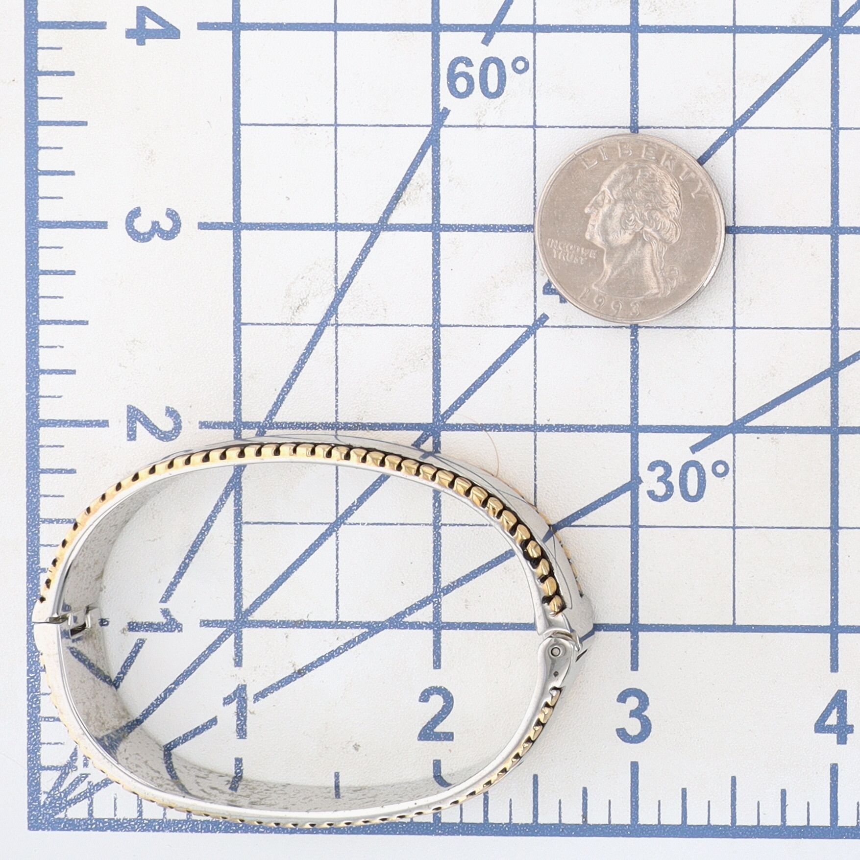 Two Tone Hinged Oval Bangle Bracelet