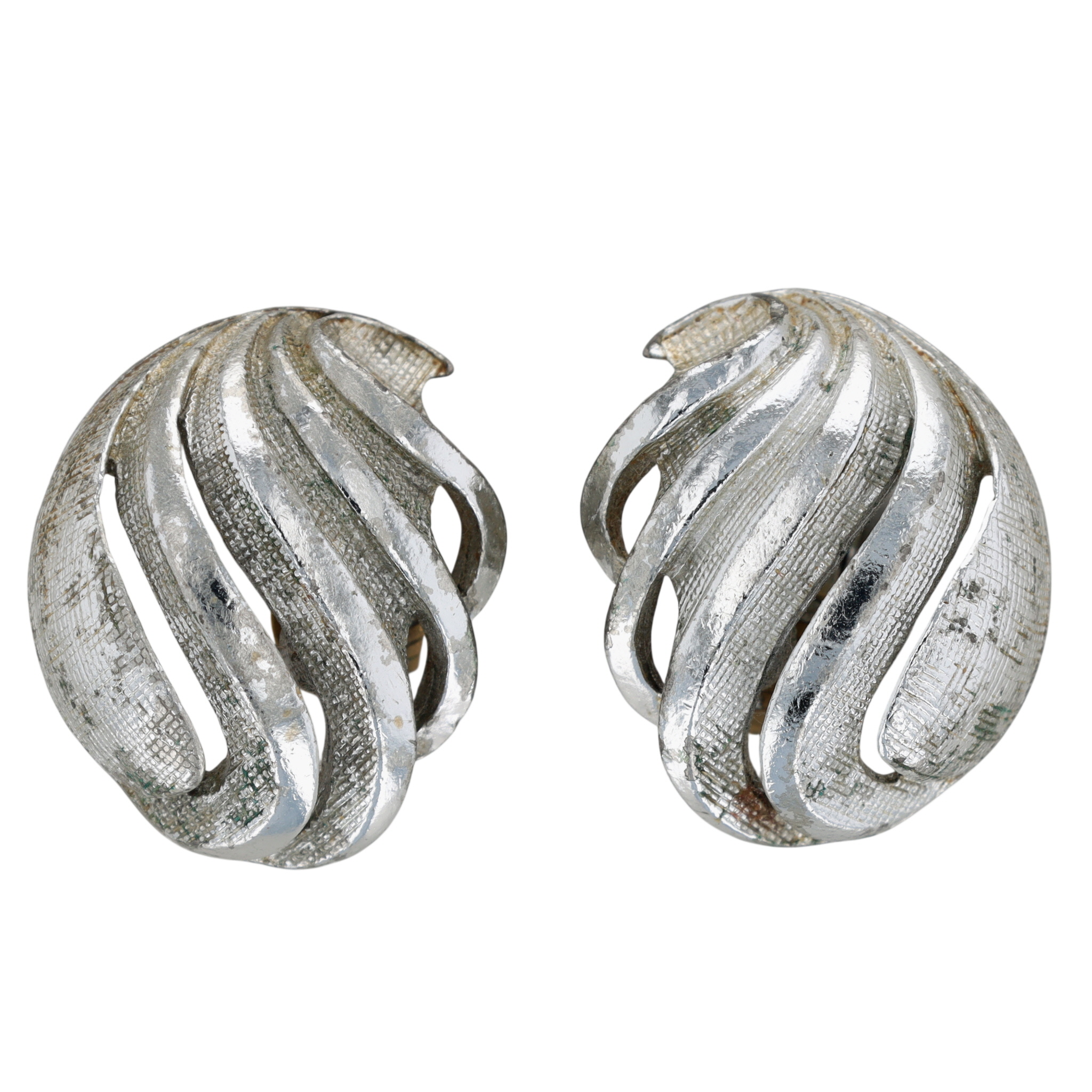 STAR Silver Tone Textured Open Scroll Earrings