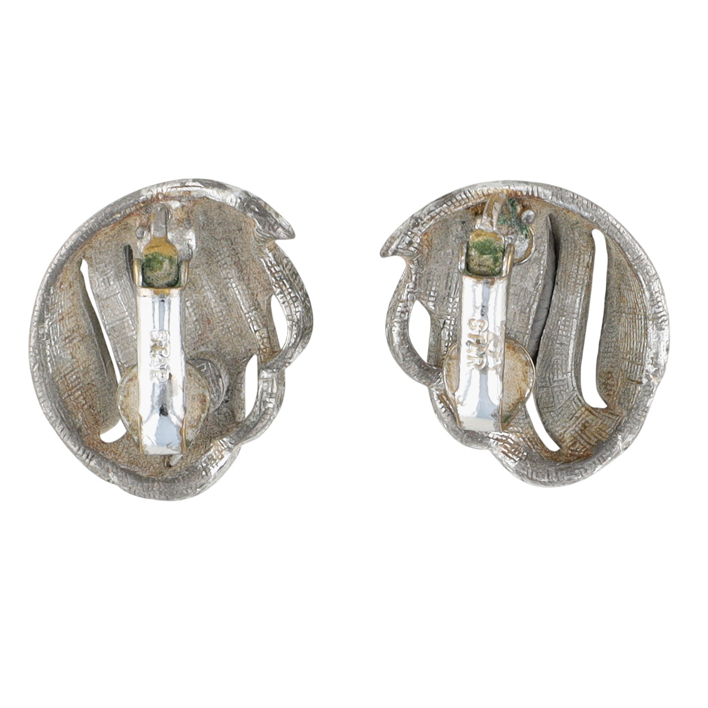 STAR Silver Tone Textured Open Scroll Earrings