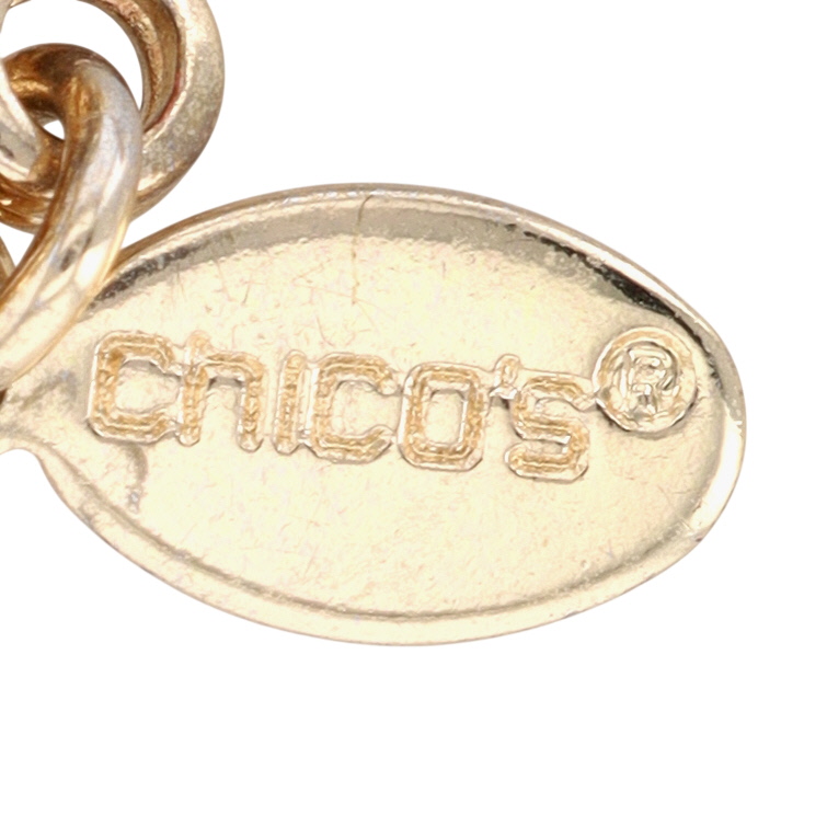 Chico's Gold Tone Rhinestone Glass Bead Pineapple Pendant Necklace