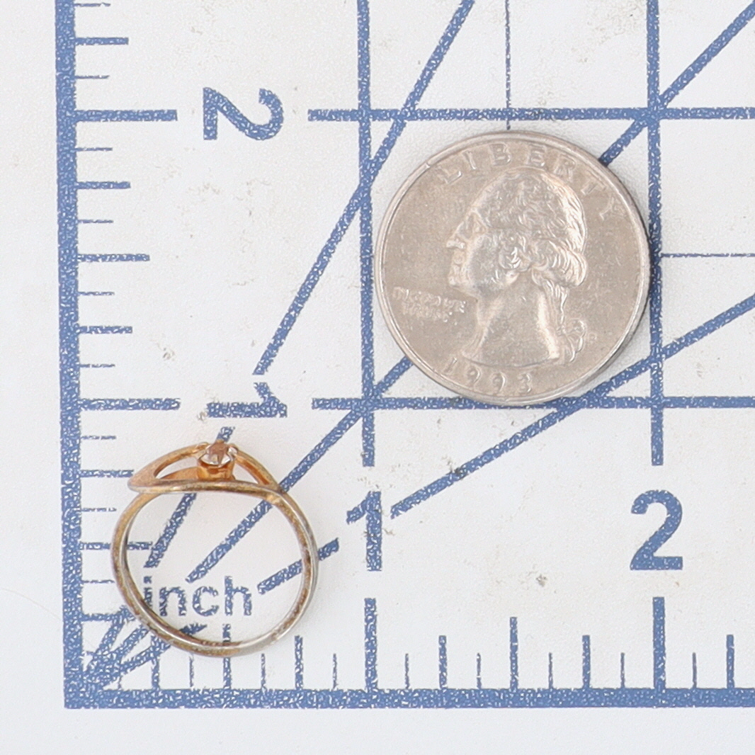 Avon Gold Tone Rhinestone Solitaire Loop Wrap Ring Size 4.5