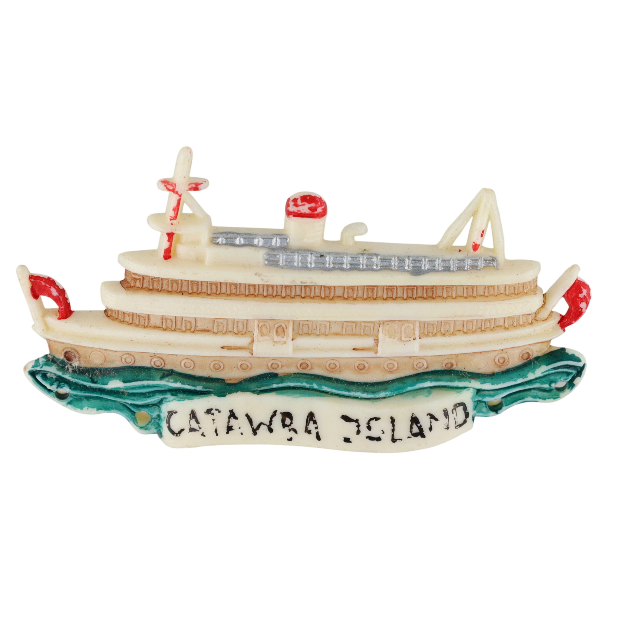 Vintage Celluloid Catawba Island Souvenir Brooch