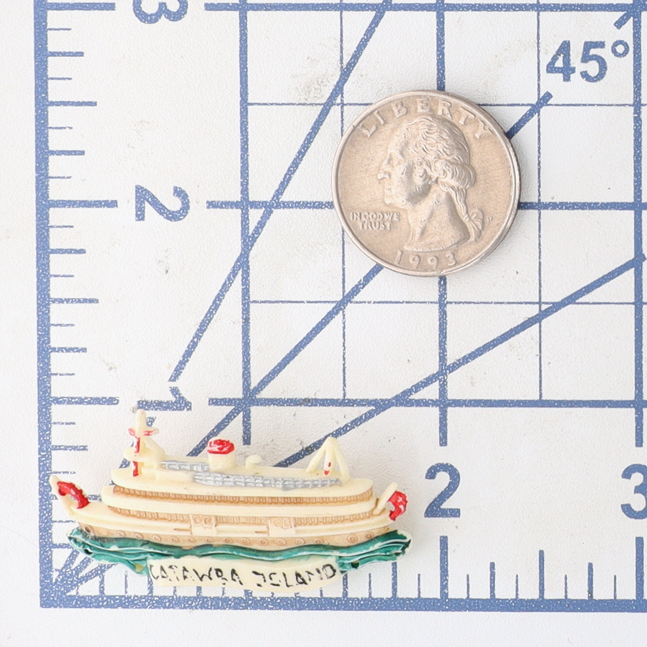 Vintage Celluloid Catawba Island Souvenir Brooch