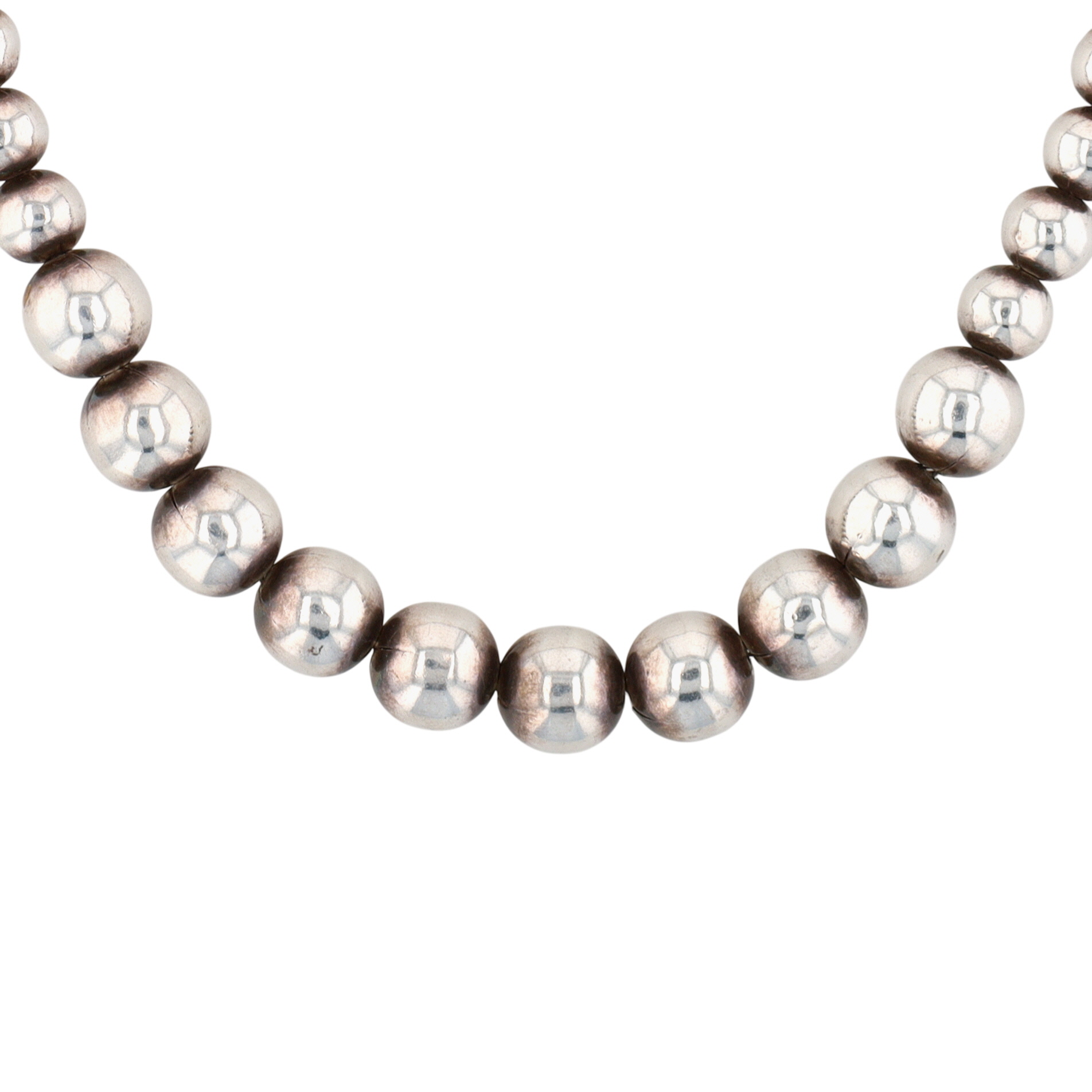 Italy Sterling Silver Graduated Bead Necklace