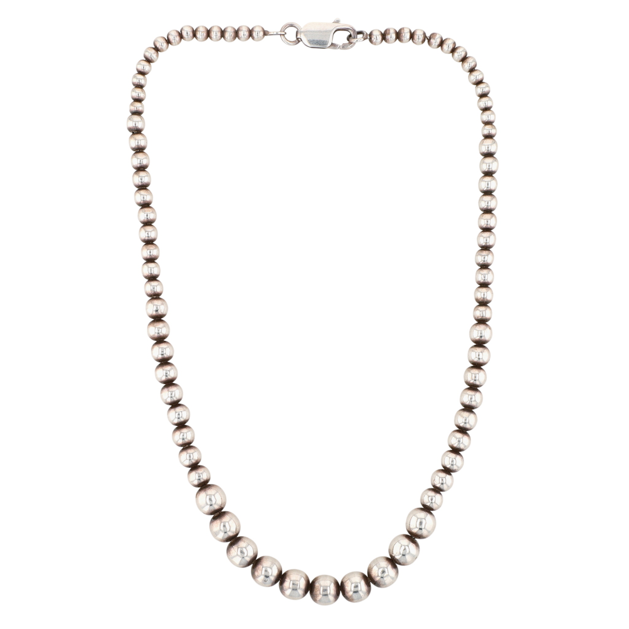 Italy Sterling Silver Graduated Bead Necklace