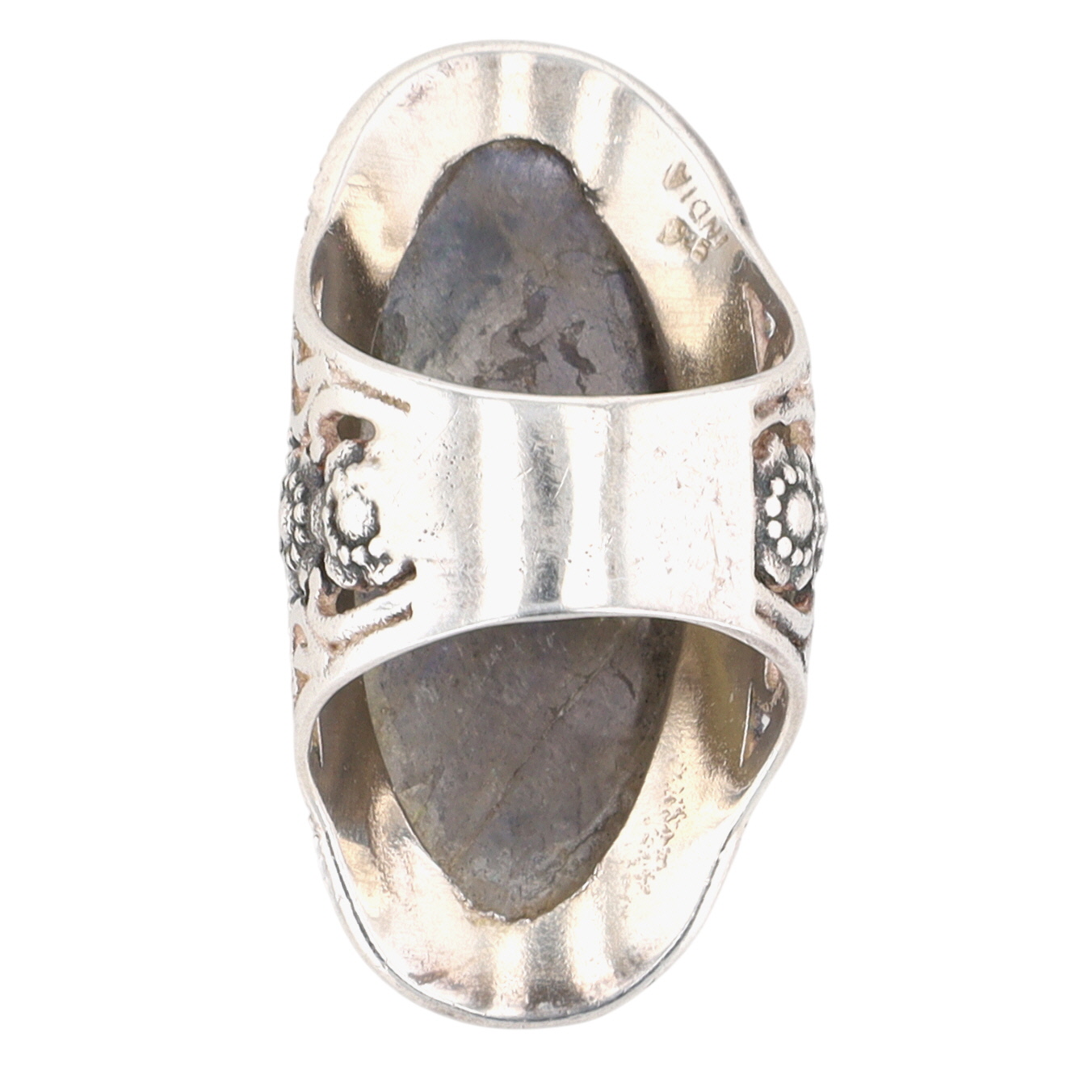 Sterling Silver Faceted Labradorite Large Shield Ring Size 6