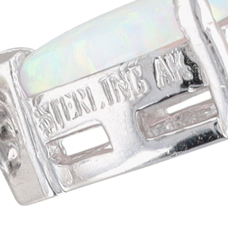 Signed Sterling Silver Opal Double Drop Stud Earrings