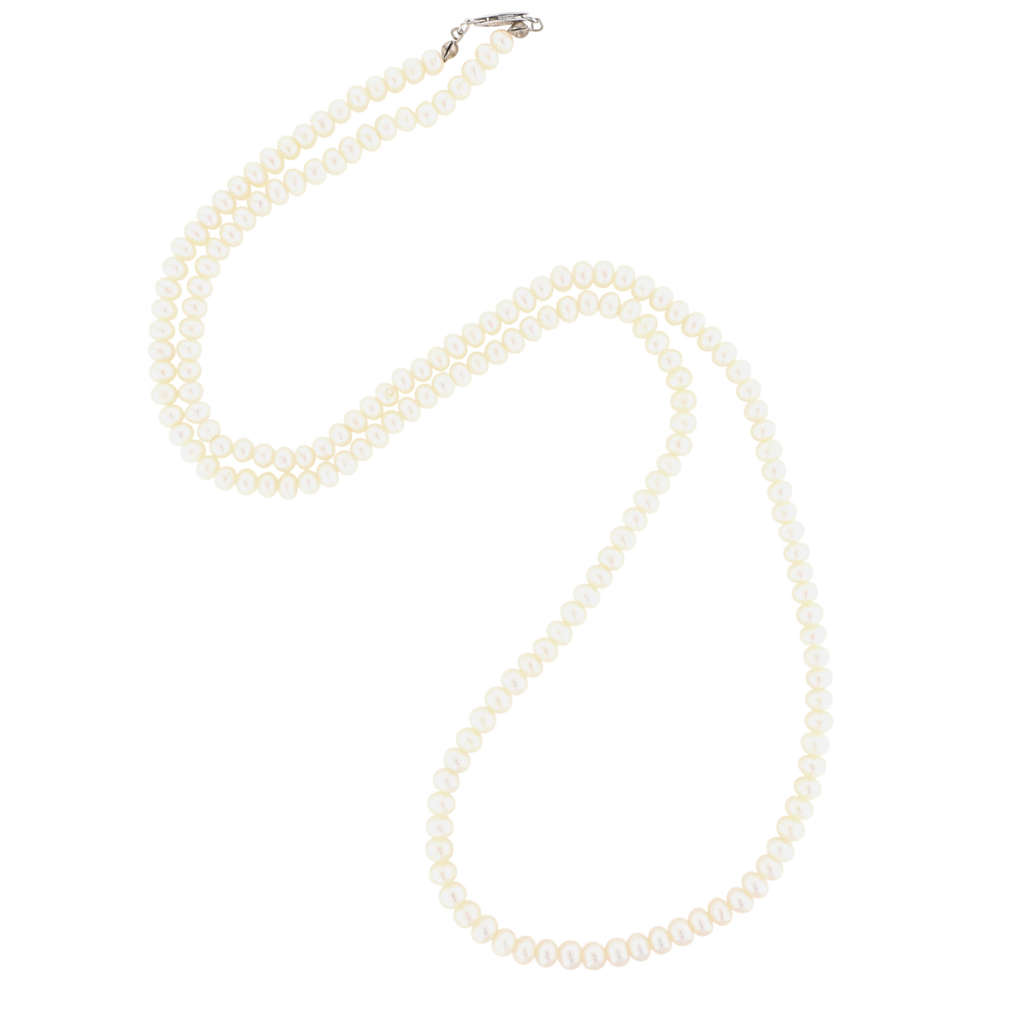 Sterling Silver Pearl Long Strand Necklace
