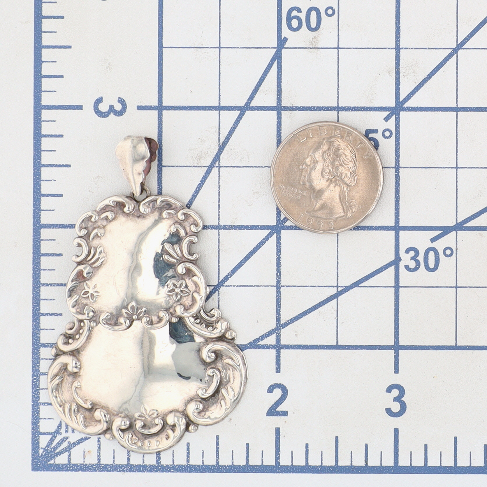 Sterling Silver Floral Pressed Double Dangle Pendant