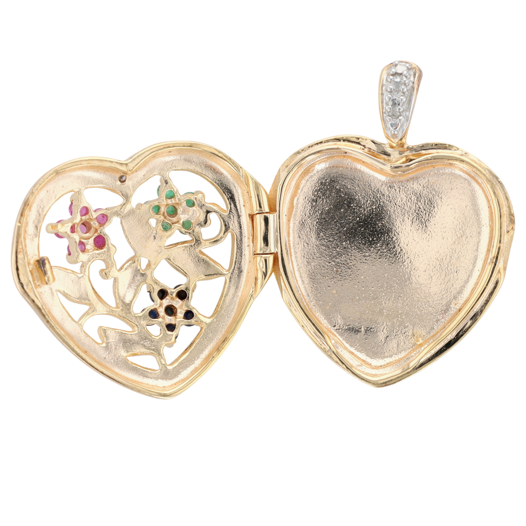 Ross Simons Gold Over Sterling Silver Multi Gemstone Open Heart Locket