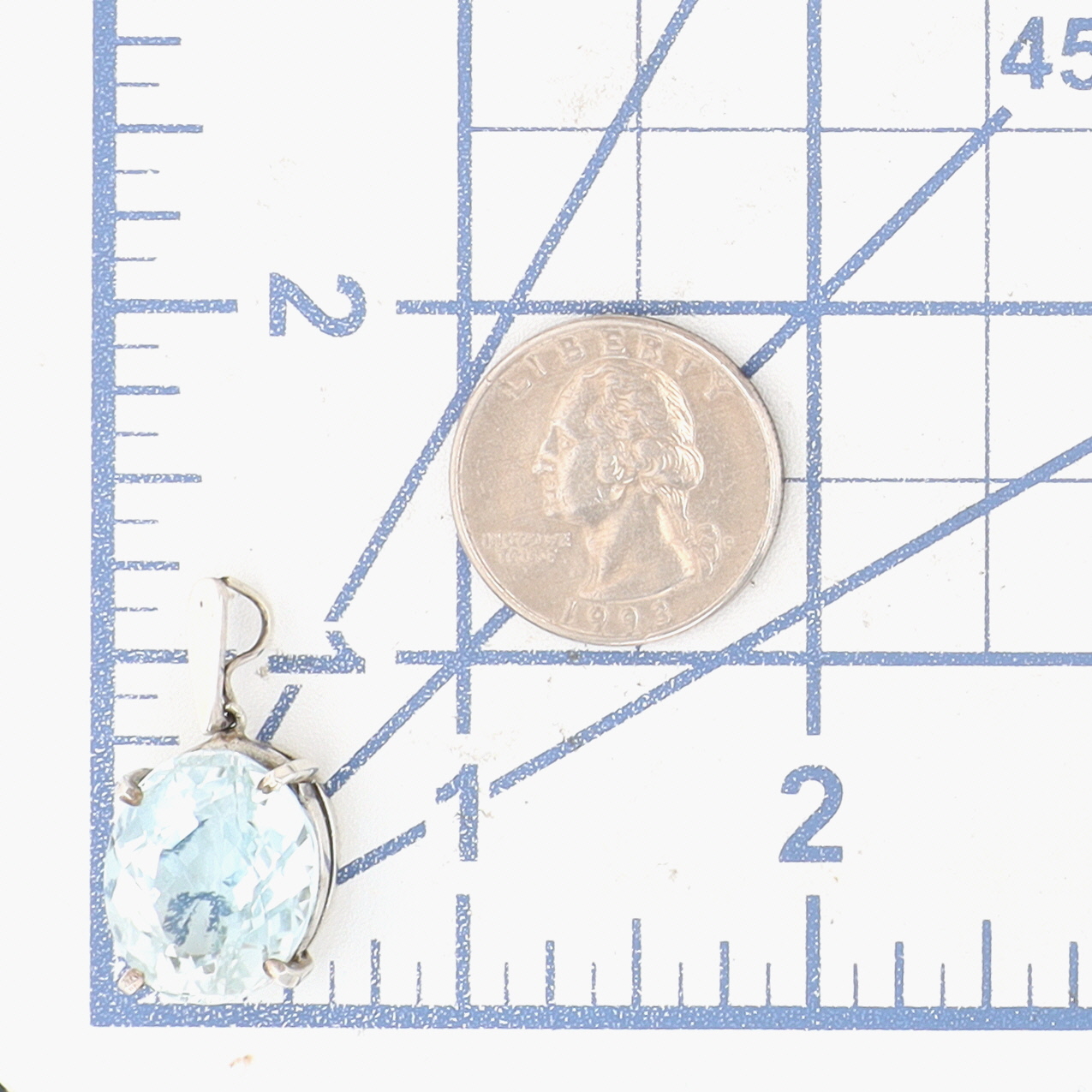 Sterling Silver Light Blue Sapphire Large Oval Pendant