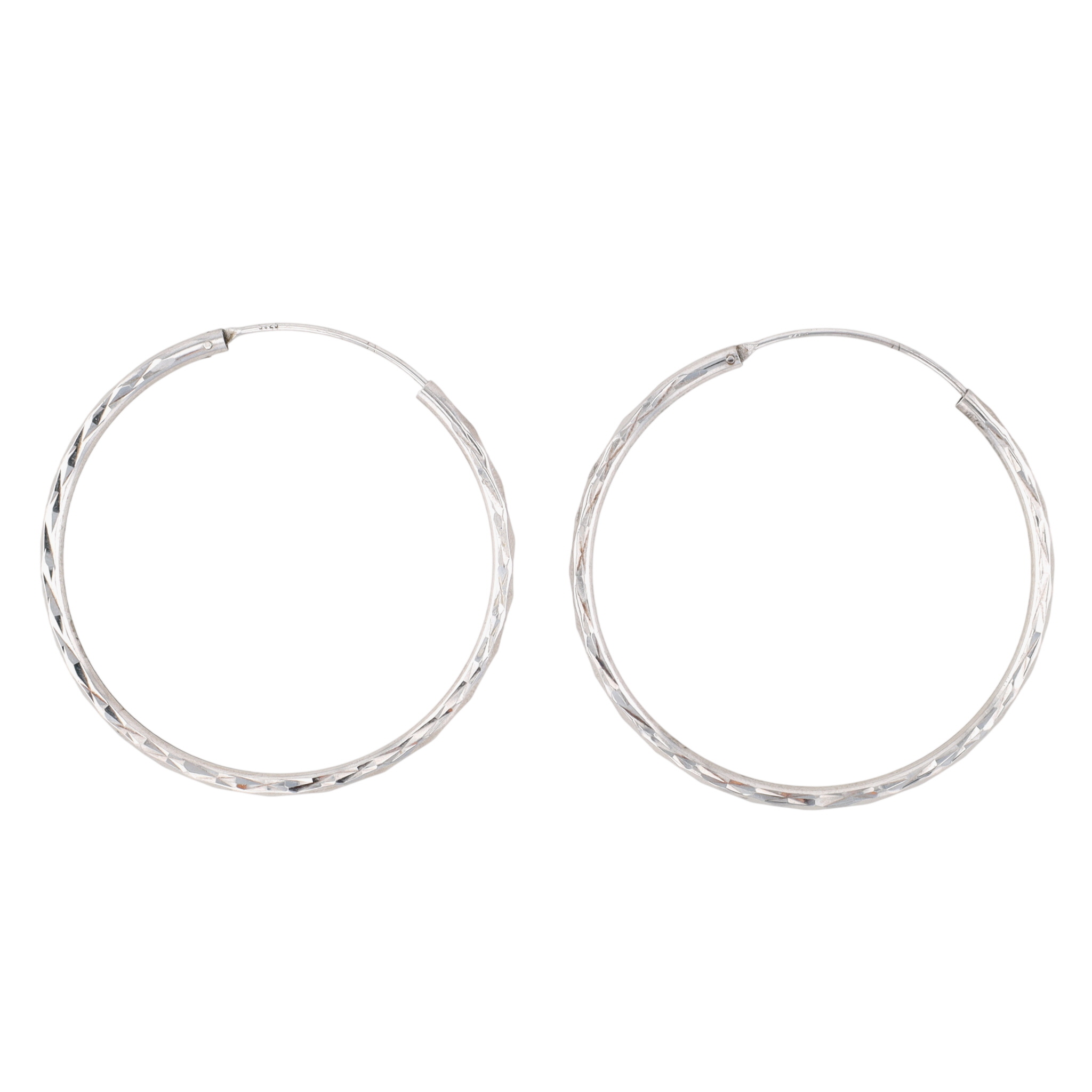 Sterling Silver Large Diamond Cut Endless Hoop Earrings