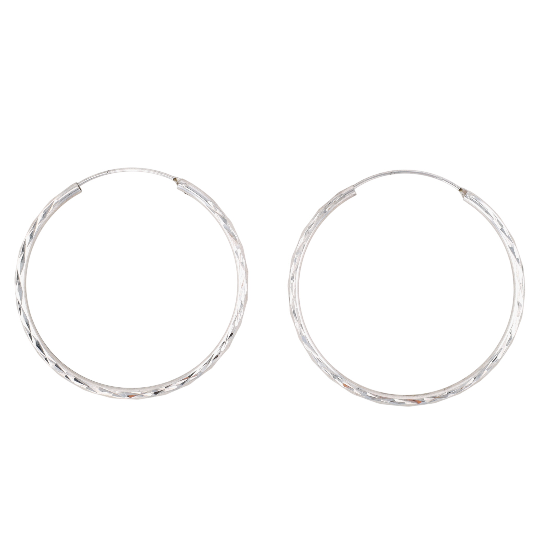 Sterling Silver Large Diamond Cut Endless Hoop Earrings
