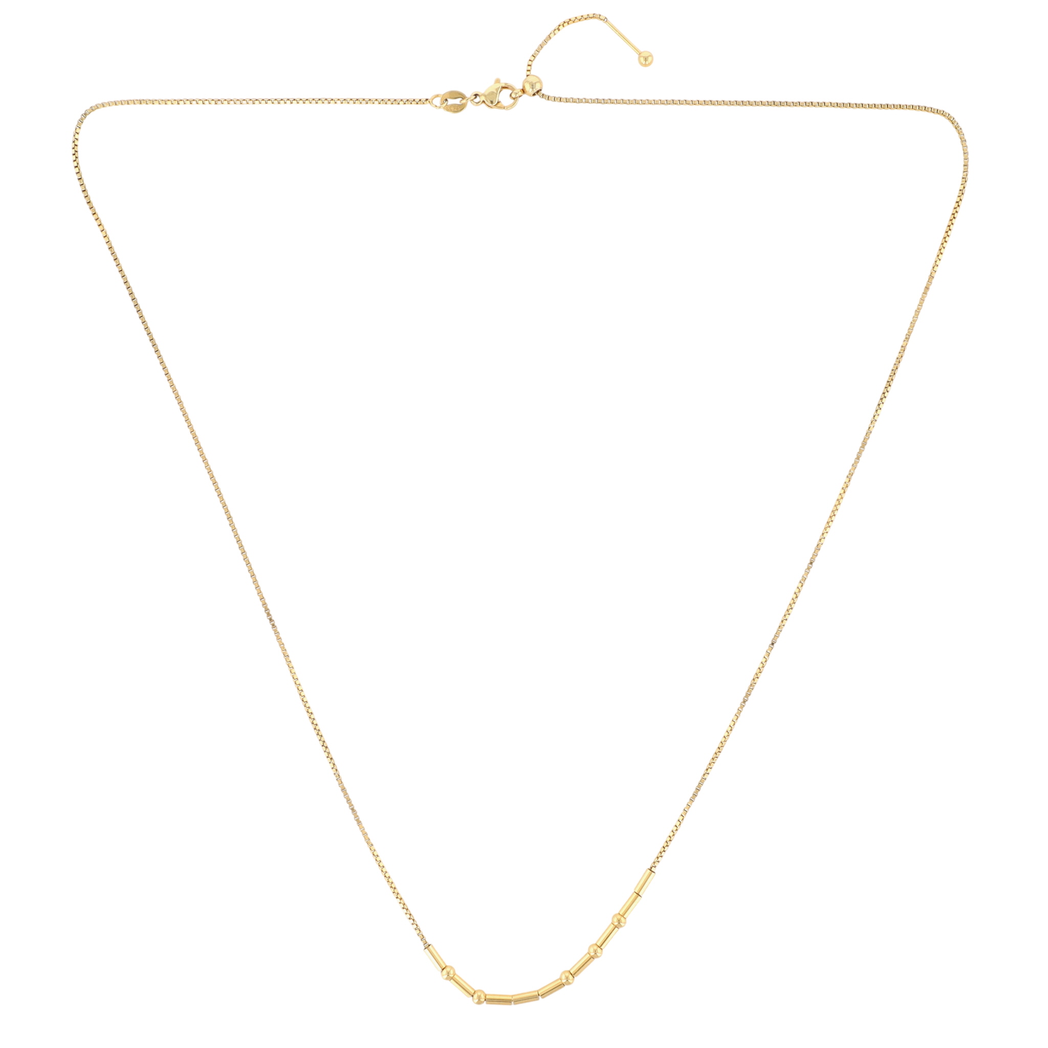 Gold Over Sterling Silver Tube Ball Bead Necklace