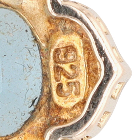 Signed Gold Over Sterling Silver Diamond Aquamarine Halo Pendant