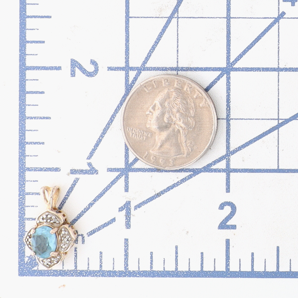 Signed Gold Over Sterling Silver Diamond Aquamarine Halo Pendant