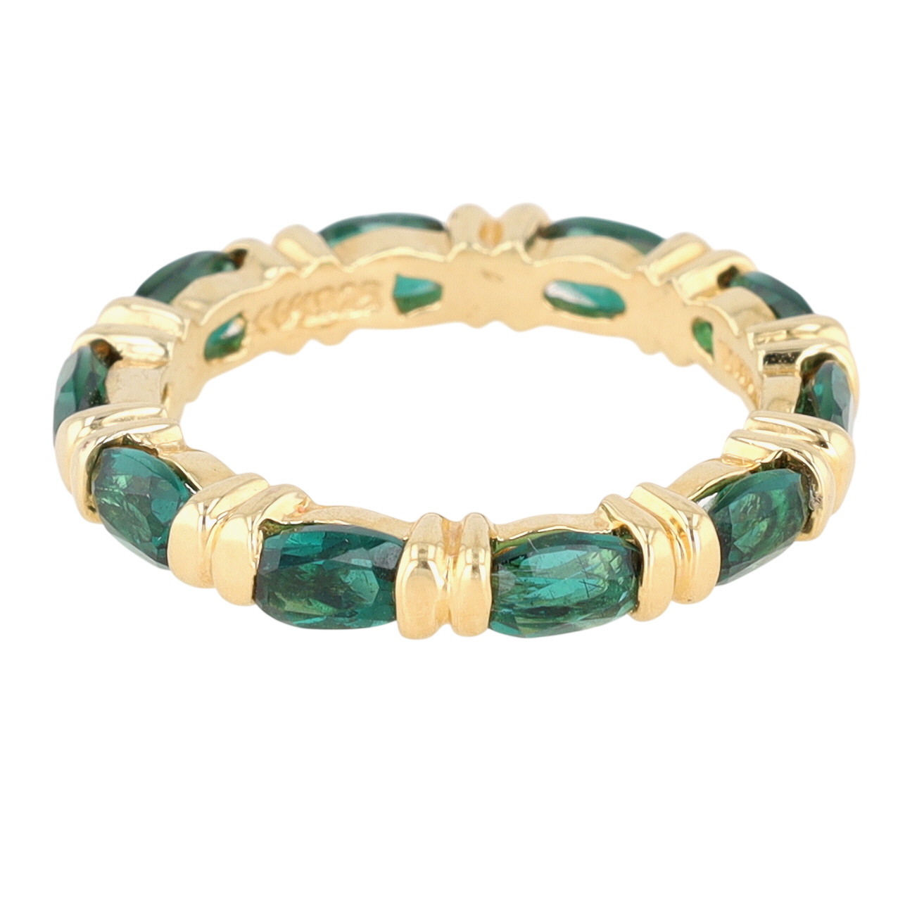 Signed Gold Over Sterling Silver Jadeite Oval Eternity Band Ring Size 6.25