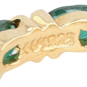 Signed Gold Over Sterling Silver Jadeite Oval Eternity Band Ring Size 6.25