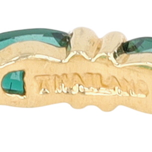 Signed Gold Over Sterling Silver Jadeite Oval Eternity Band Ring Size 6.25
