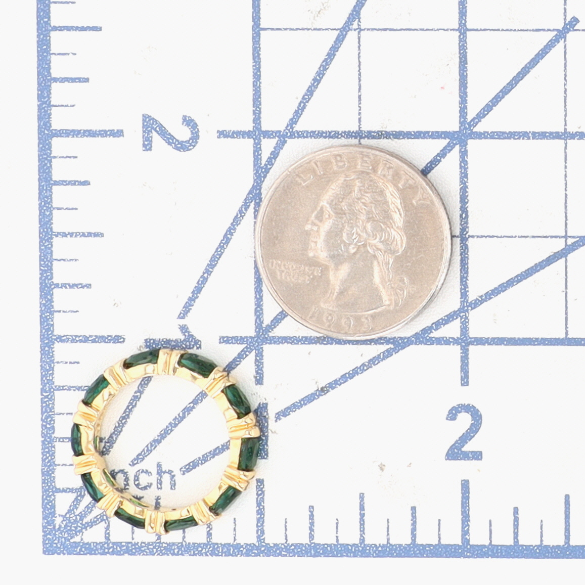 Signed Gold Over Sterling Silver Jadeite Oval Eternity Band Ring Size 6.25