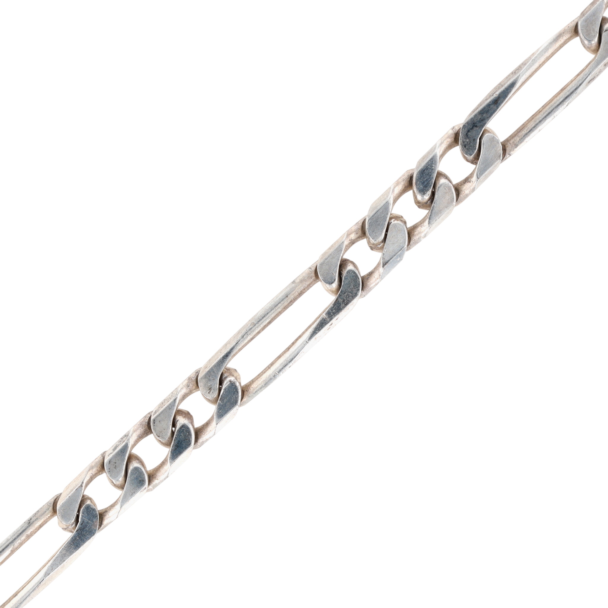 Italy Sterling Silver Figaro Chain Necklace